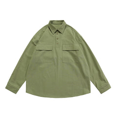 Green Military Canvas Pullover Shirt